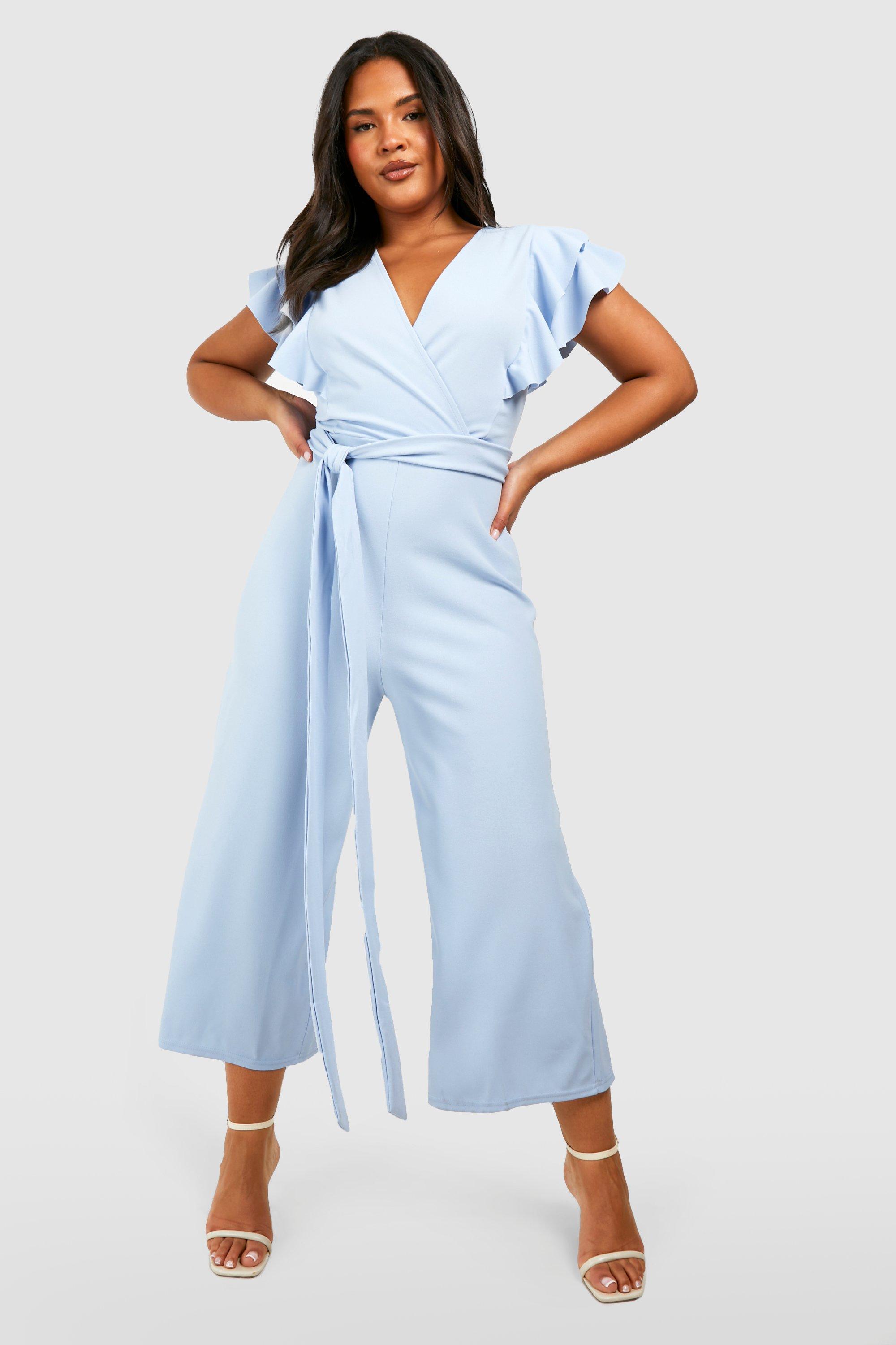 Plus Ruffle Detail Belted Culotte Jumpsuit boohoo USA